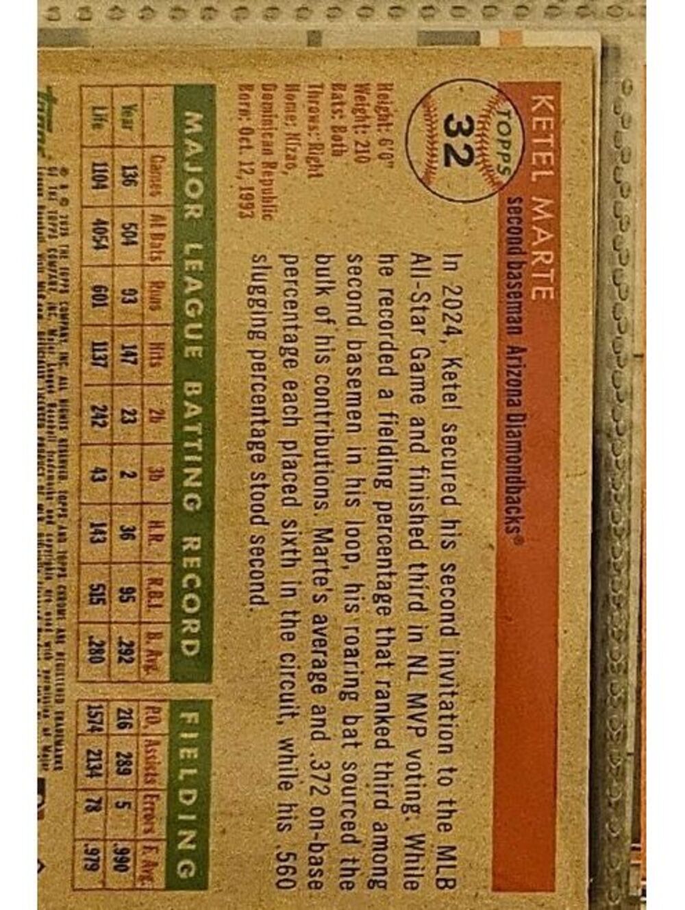 Ketel Marte  #32 - 2025 Topps Chrome Platinum - Arizona Diamondbacks - Picture 2 of 2
